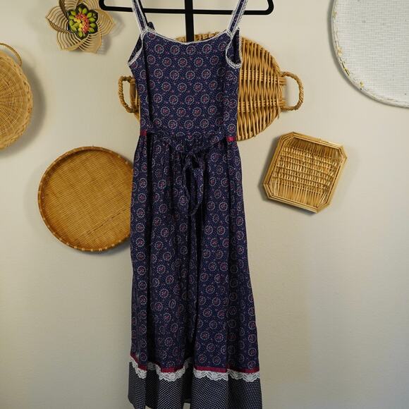 Vintage‎ Gunne Sax Prairie Dress 9 Calico Cottagecore Midi Sundress 70s - Picture 6 of 10